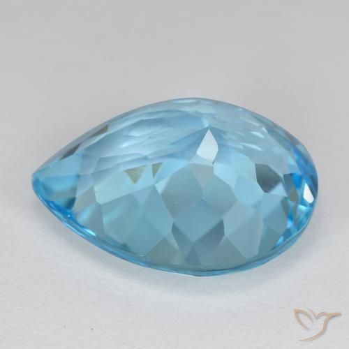 Topaze Bleu ciel naturelle En forme de poire, 16.84 ct, VVS-VS