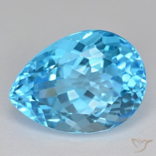 17.71ct Naturel Bleu Suisse Topaze, En forme de poire, VVS-VS