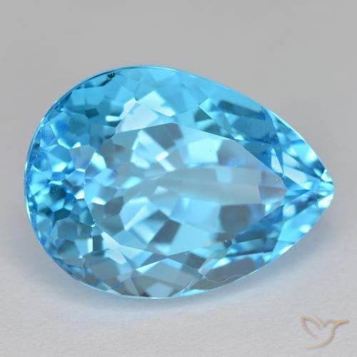 Topaze Bleu Suisse naturelle En forme de poire, 17.71 ct, VVS-VS