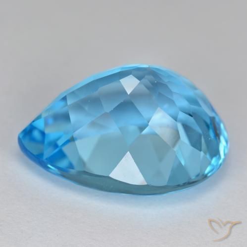 Topaze Bleu Suisse naturelle En forme de poire, 17.71 ct, VVS-VS