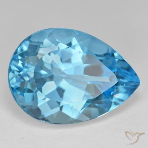 Topaze Bleu Suisse naturelle En forme de poire, 18.96 ct, VVS-VS