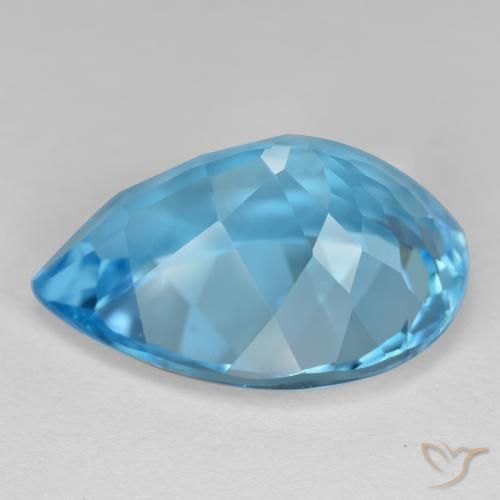 Topaze Bleu Suisse naturelle En forme de poire, 18.96 ct, VVS-VS