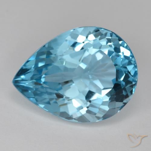 18.47ct Naturel Bleu Suisse Topaze, En forme de poire, VVS-VS