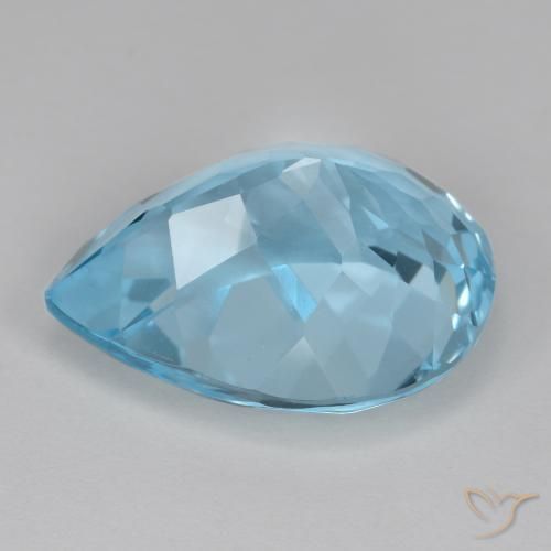 Topaze Bleu Suisse naturelle En forme de poire, 18.47 ct, VVS-VS