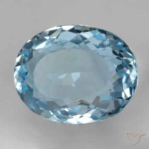 Topaze Bleu Suisse naturelle ovale, 18.39 ct, VVS