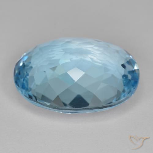 Topaze Bleu Suisse naturelle ovale, 18.39 ct, VVS