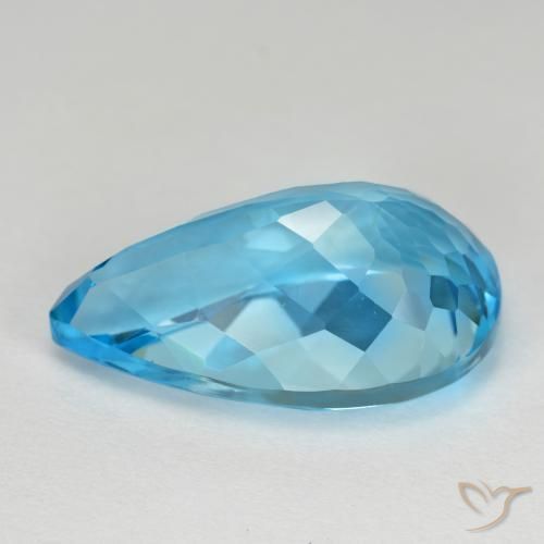 Topaze bleue naturelle en forme de poire, 15,94 ct, VVS-VS