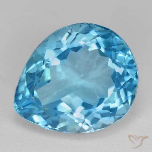 18.72ct Naturel Bleu Suisse Topaze, En forme de poire, VVS-VS