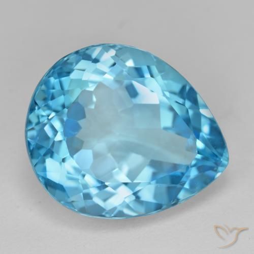 Topaze Bleu Suisse naturelle En forme de poire, 18.72 ct, VVS-VS