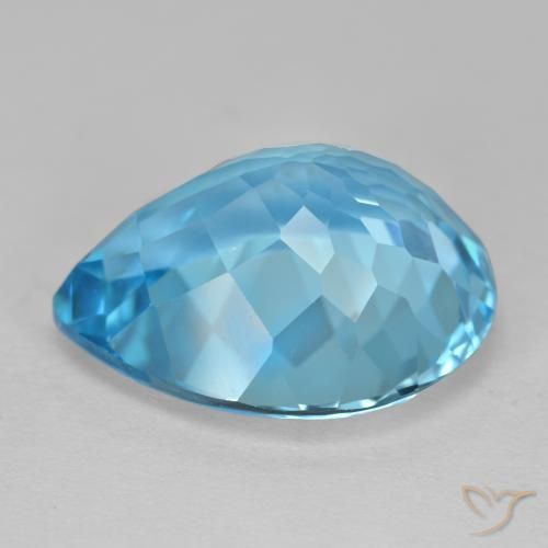 Topaze Bleu Suisse naturelle En forme de poire, 18.72 ct, VVS-VS