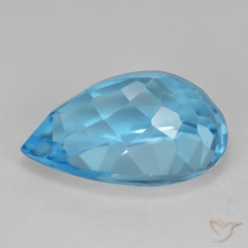 Topaze Bleu Suisse naturelle En forme de poire, 16.77 ct, VVS