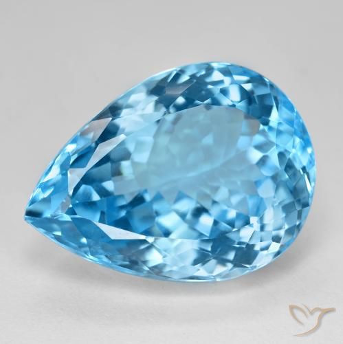 Topaze bleue naturelle en forme de poire, 26,91 ct, VVS-VS