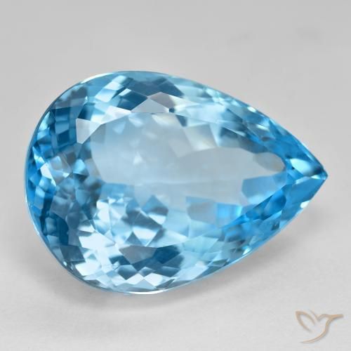 Topaze bleue naturelle en forme de poire, 26,91 ct, VVS-VS