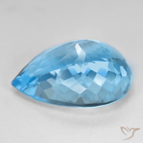 Topaze bleue naturelle en forme de poire, 26,91 ct, VVS-VS