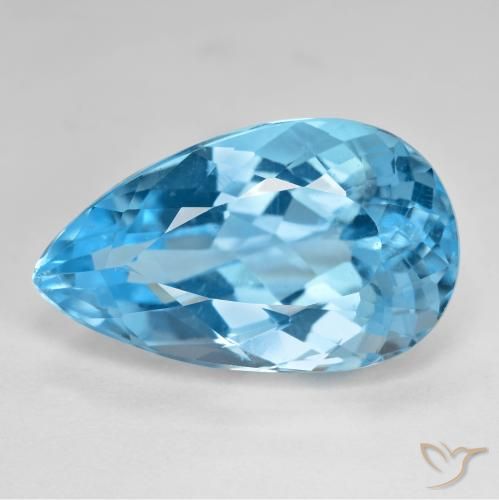 21.44ct Naturel Bleu Suisse Topaze, En forme de poire, VS