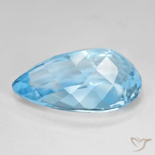 Topaze Bleu Suisse naturelle En forme de poire, 21.44 ct, VS