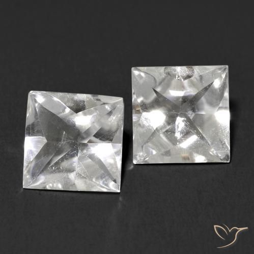 4.00ctw Naturel Blanc Topaze, Carré, Transparent