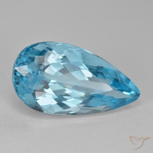 Topaze Bleu Suisse naturelle En forme de poire, 15.43 ct, VVS-VS