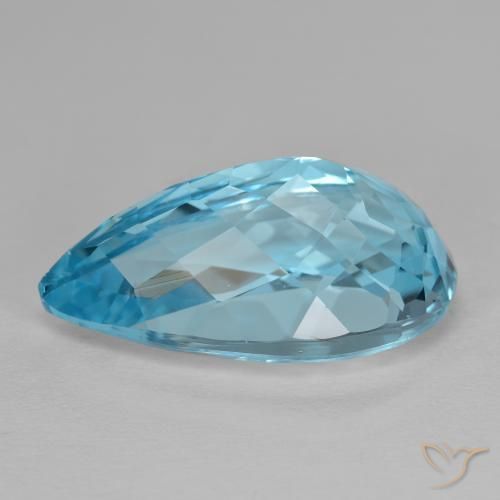 Topaze Bleu Suisse naturelle En forme de poire, 15.43 ct, VVS-VS