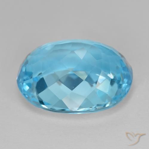 Topaze Bleu Suisse naturelle ovale, 21.25 ct, VS