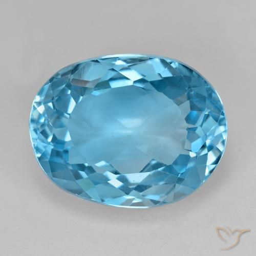 Topaze bleue suisse de 19,96 carats,, ovale Topaze en vrac du Brésil, Gemme naturelle, 18,2 x 14,2 mm, Photo A