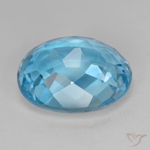 Topaze Bleu Suisse naturelle ovale, 19.96 ct, VS