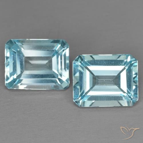 7.39ctw Naturel Bleu ciel Topaze, Taille émeraude, VS