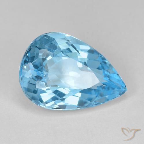 Topaze Bleu ciel naturelle En forme de poire, 12.05 ct, VVS-VS