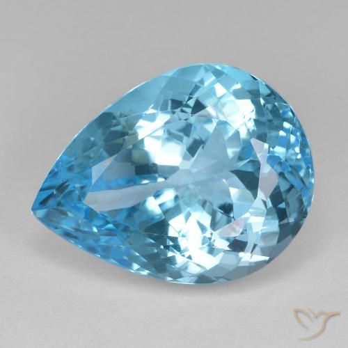 25.31ct Naturel Bleu Suisse Topaze, En forme de poire, VVS-VS