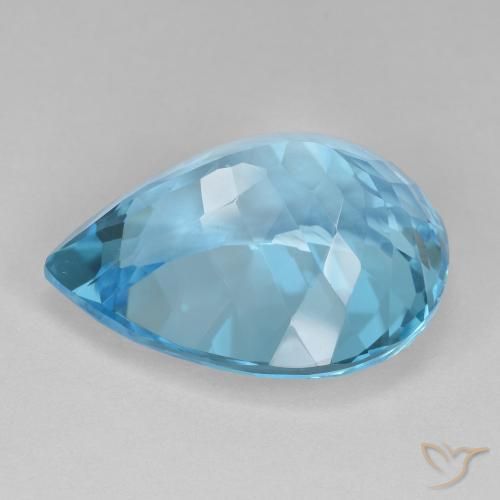 Topaze Bleu Suisse naturelle En forme de poire, 25.31 ct, VVS-VS