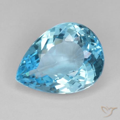 14.22ct Naturel Bleu Suisse Topaze, En forme de poire, VVS-VS