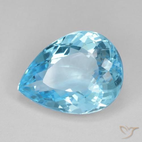 Topaze Bleu Suisse naturelle En forme de poire, 14.22 ct, VVS-VS