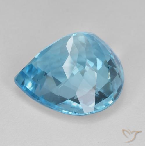 Topaze Bleu Suisse naturelle En forme de poire, 18.11 ct, VVS-VS