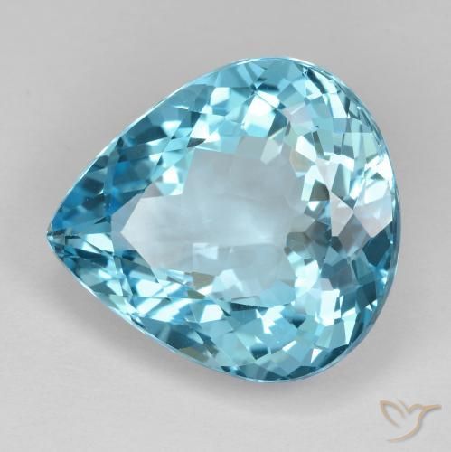 Topaze Bleu Suisse naturelle En forme de poire, 21.31 ct, VVS-VS