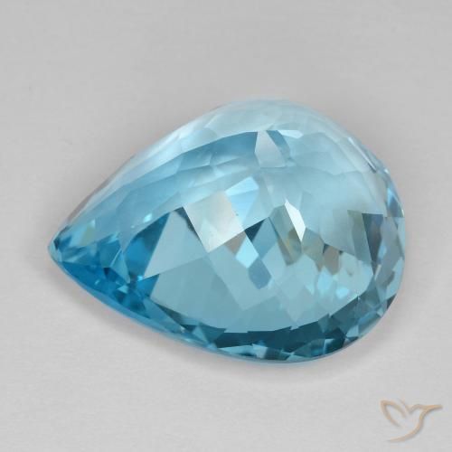 Topaze Bleu Suisse naturelle En forme de poire, 21.31 ct, VVS-VS