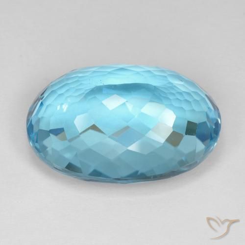 Topaze Bleu Suisse naturelle ovale, 24.69 ct, VS