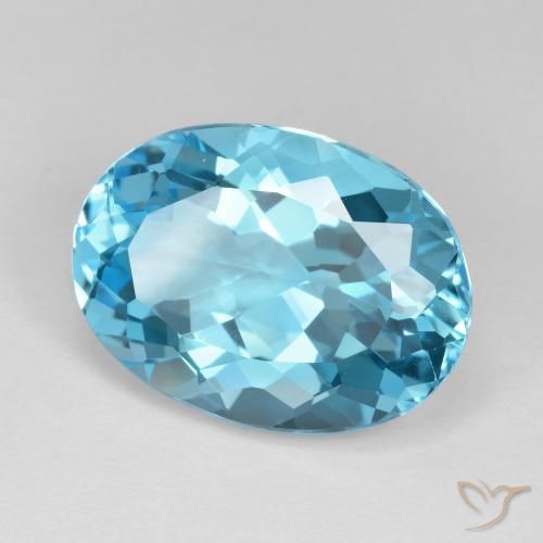 Topaze Bleu Suisse naturelle ovale, 18.38 ct, VVS