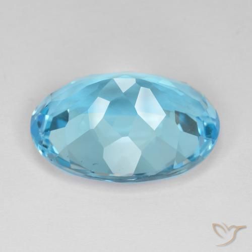 Topaze Bleu Suisse naturelle ovale, 18.38 ct, VVS