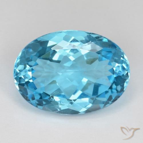 Topaze Bleu Suisse naturelle ovale, 19.31 ct, VS