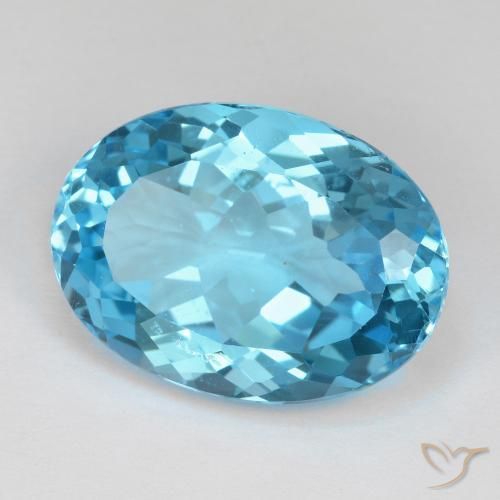 Topaze Bleu Suisse naturelle ovale, 19.31 ct, VS