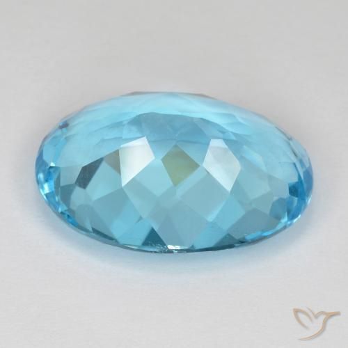 Topaze Bleu Suisse naturelle ovale, 19.31 ct, VS