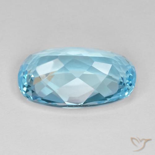 Topaze Bleu Suisse naturelle Coussin, 12.60 ct, VVS