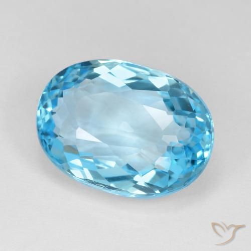 Topaze Bleu Suisse naturelle ovale, 13.36 ct, VVS