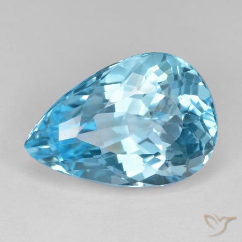 17.77ct Naturel Bleu Suisse Topaze, En forme de poire, VVS