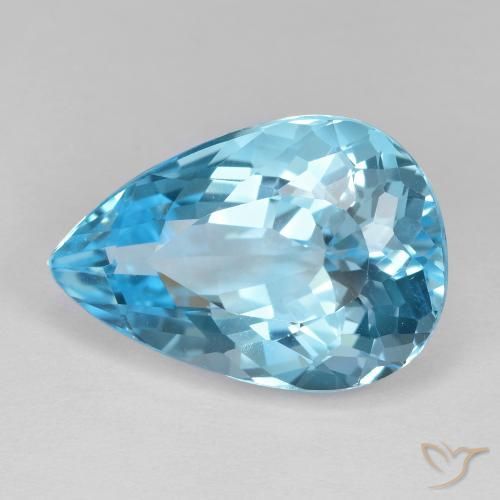 Topaze Bleu Suisse naturelle En forme de poire, 17.77 ct, VVS