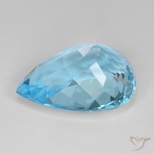 Topaze Bleu Suisse naturelle En forme de poire, 17.77 ct, VVS