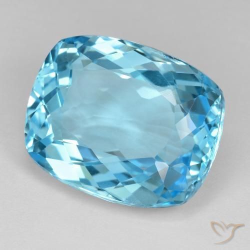 Topaze Bleu Suisse naturelle Coussin, 25.26 ct, VVS