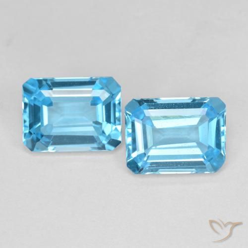 Achetez naturel 3,84ct bleu suisse topaze gems, taille émeraude, en provenance brésil chez gemselect. en stock, livraison internationale!