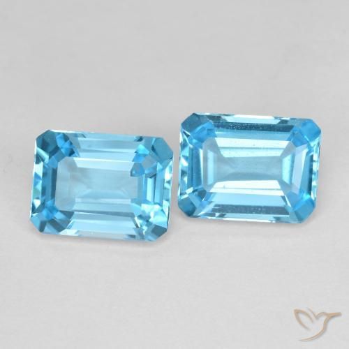 Achetez naturel 3,84ct bleu suisse topaze gems, taille émeraude, en provenance brésil chez gemselect. en stock, livraison internationale!