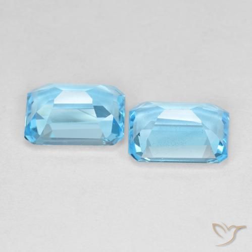 Achetez naturel 3,84ct bleu suisse topaze gems, taille émeraude, en provenance brésil chez gemselect. en stock, livraison internationale!